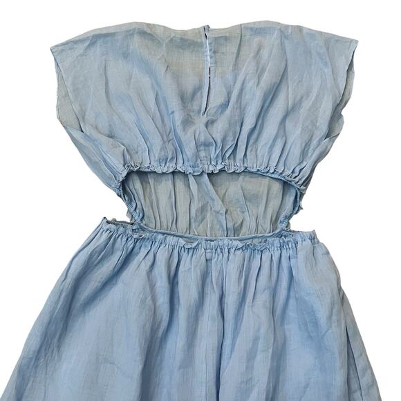 Rebecca Taylor Back Cutout Midi Dress Large Fit And Flare Cap Sleeve Preppy Blue - Picture 4 of 11